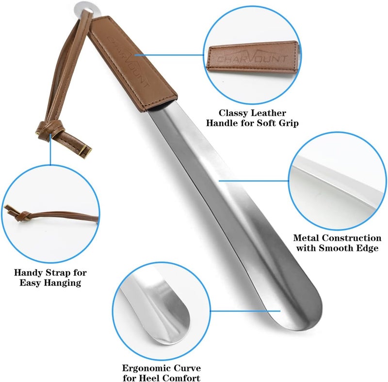 Charmount Metal Shoe Horn - 12 Inch Long Shoe Horns for Senior, Men, Women, Kids, Stainless Steel Shoehorn with Handle (Durable, Upgraded 2mm Thick) - Image 3